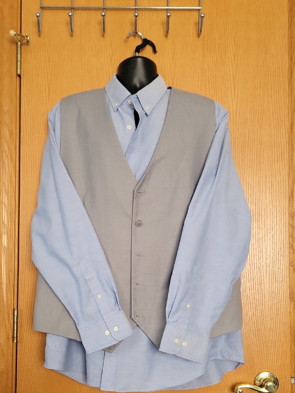 Port Authority Light Blue Dress Shirt with Navy Labels